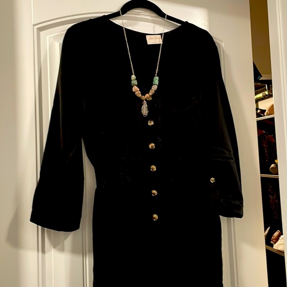 Adorable pantsuit jumper 3/4 sleeve wide leg tortoise shell buttons Sz M 💋🕶 - Picture 2 of 5